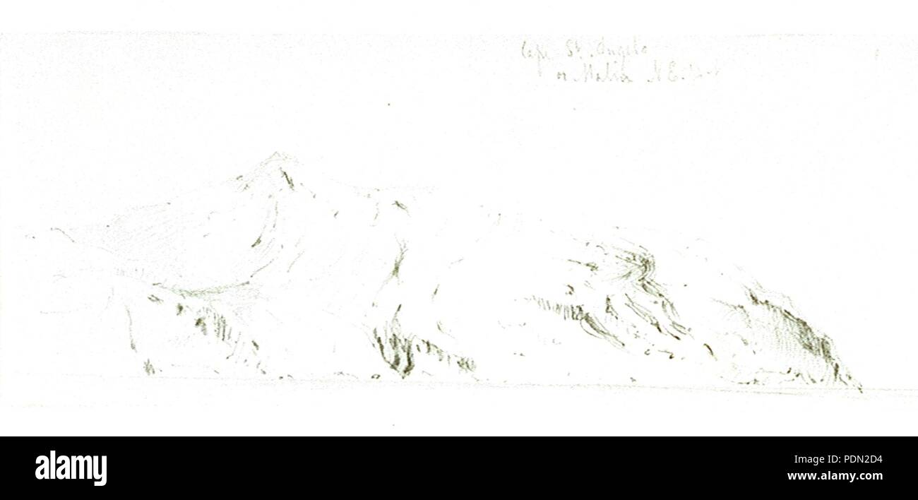 Annotated topographical drawing of Cape St Angelo or Malia Stock Photo
