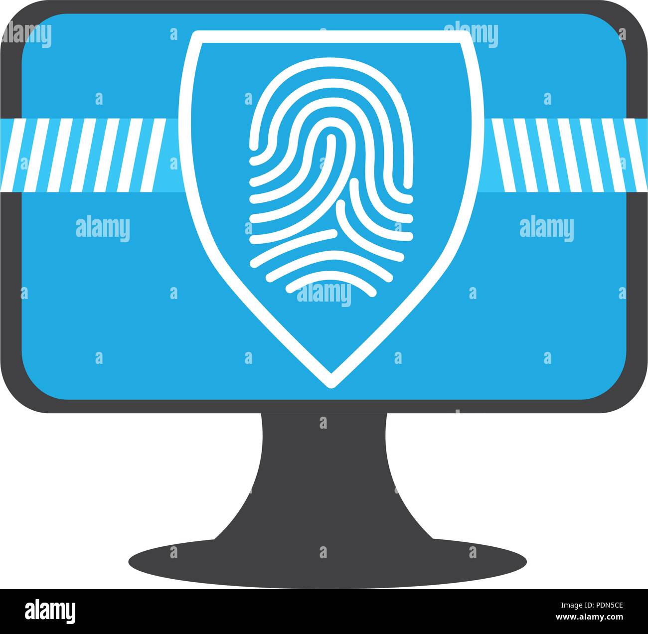 Fingerprints on a computer screen. Cyber Security Stock Vector Image