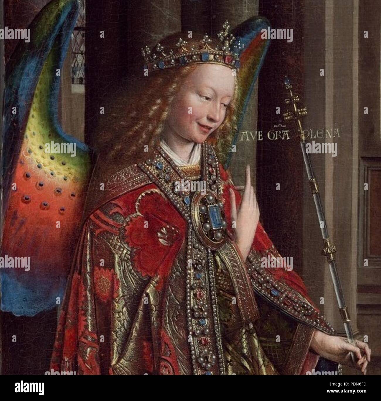 Annunciation (van Eyck Washington) Gabriel. Stock Photo
