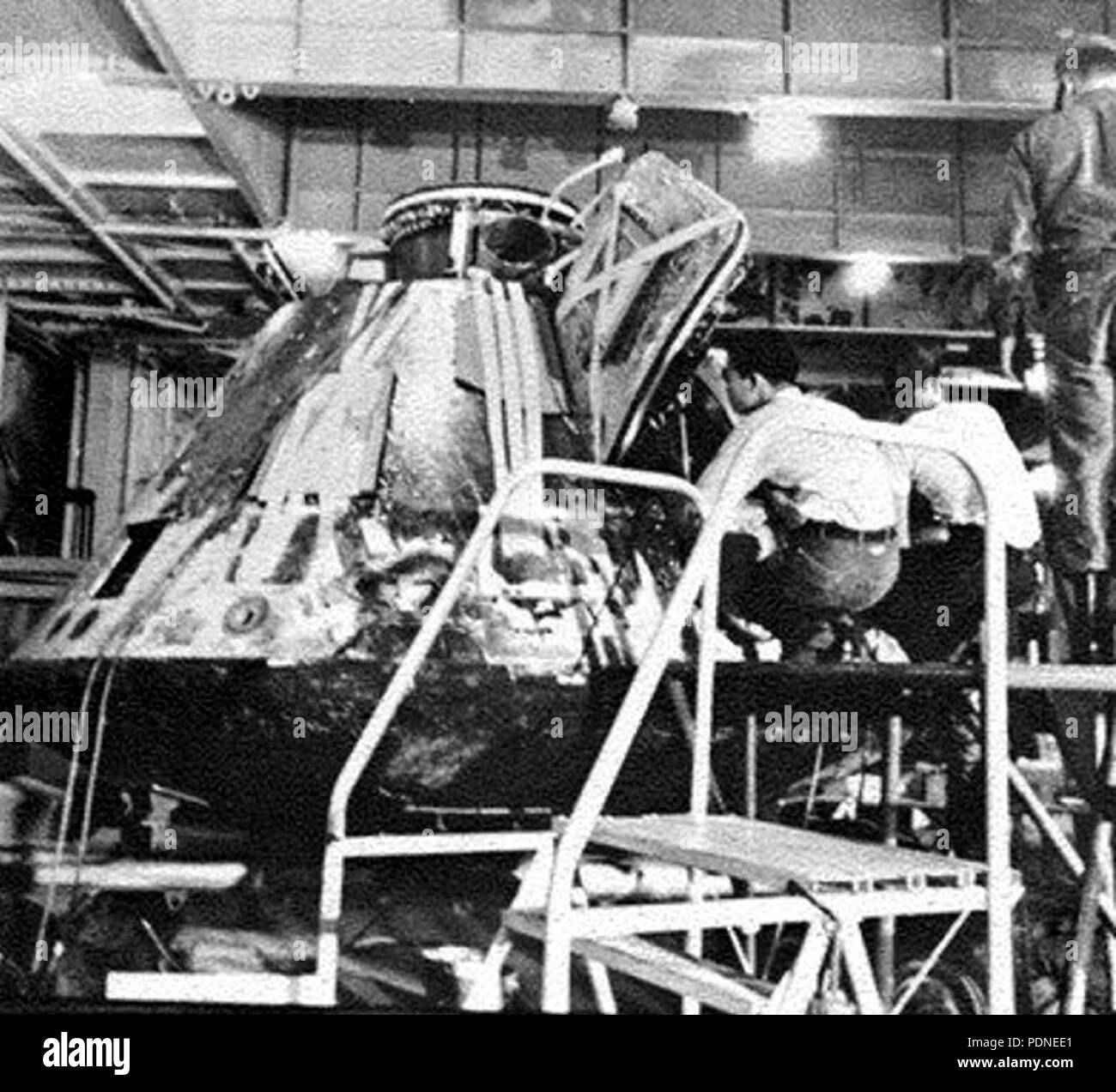 Apollo 8 command module in USS Yorktown (CVS-10) hangar 1968 Stock ...
