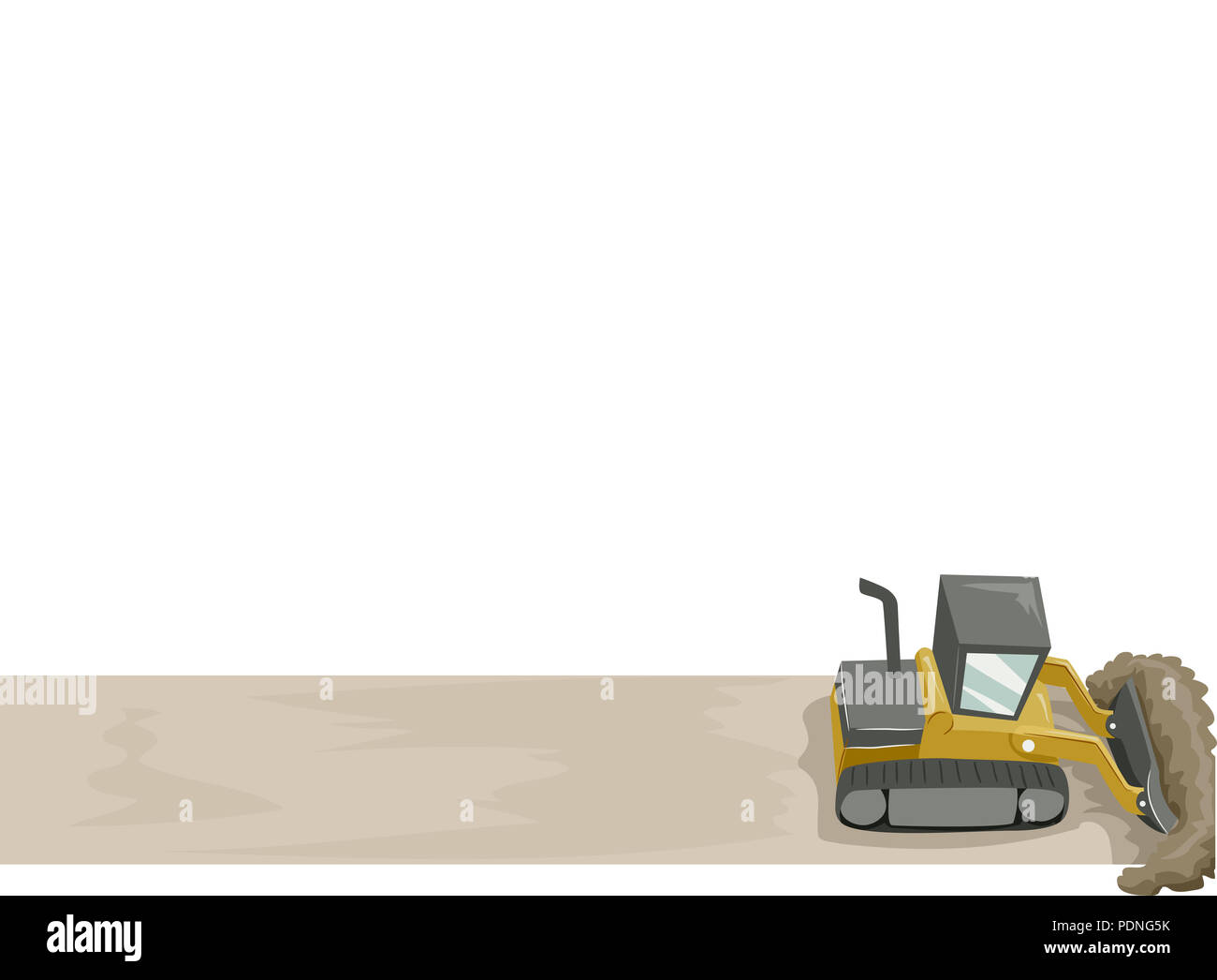 Illustration of a Bulldozer Clearing a Path Behind Stock Photo