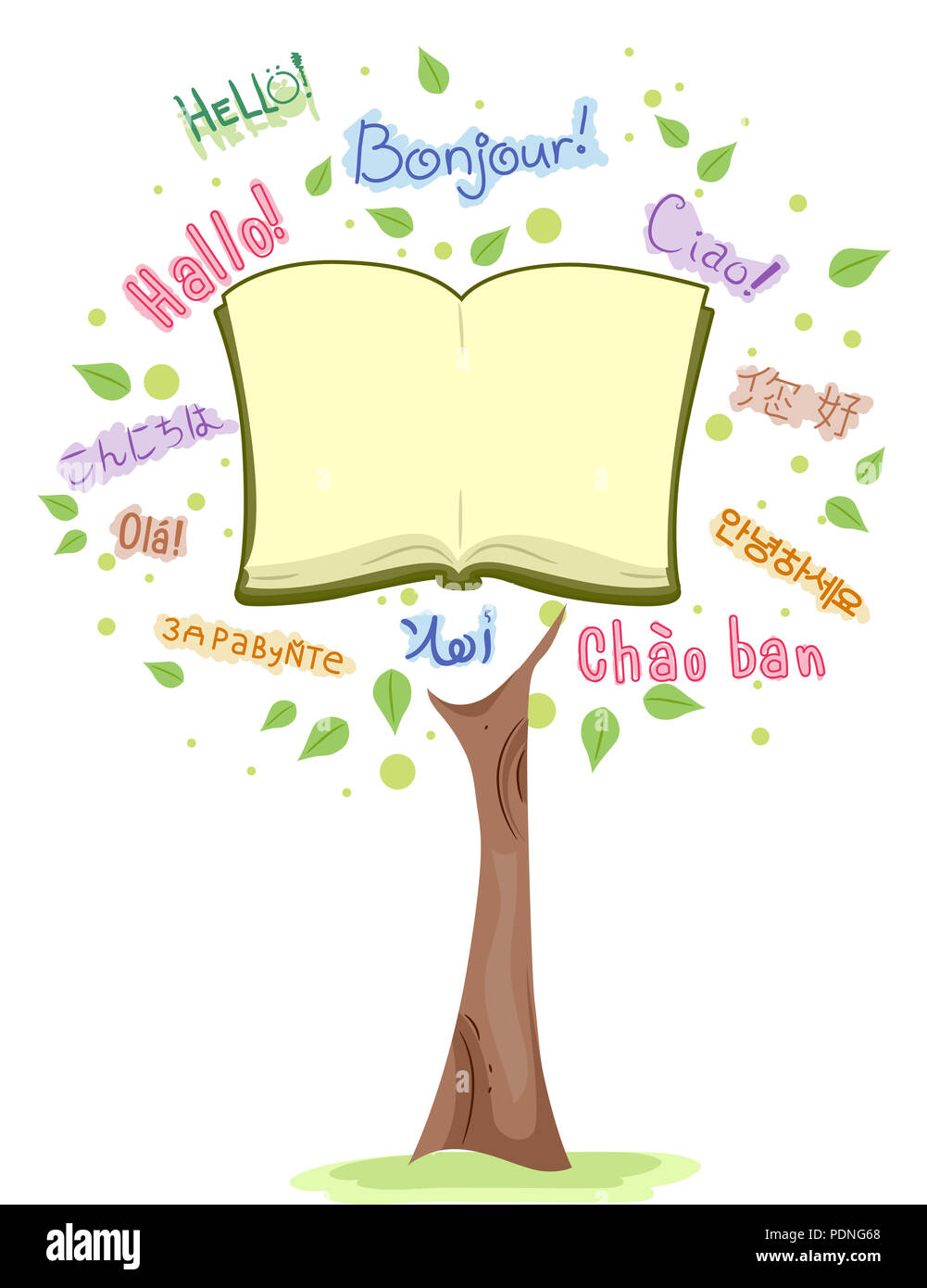 Illustration of the Word Hello in Different Languages with an Open ...