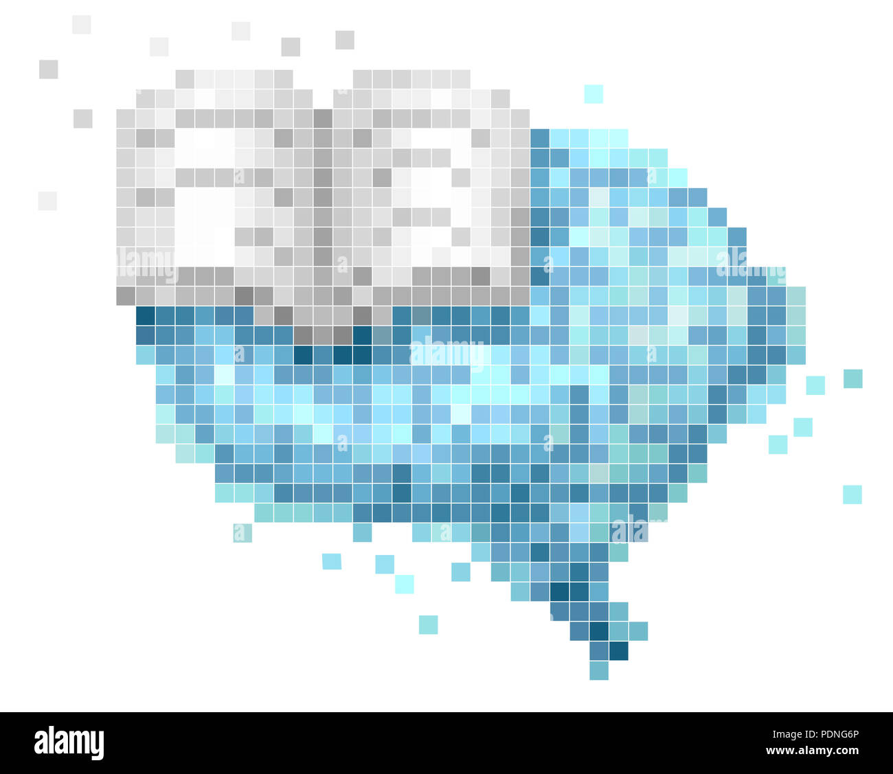 Illustration of a Pixel Art Design of a Brain with an Open Book Stock Photo