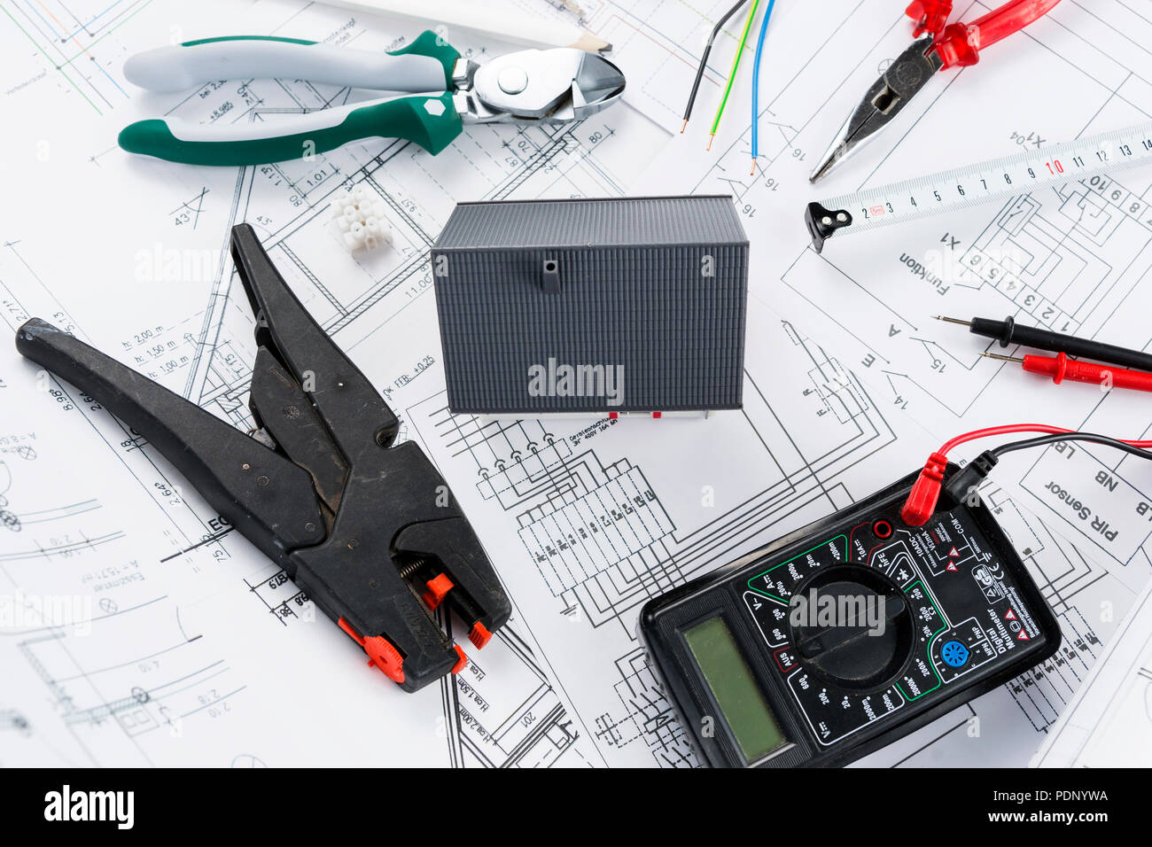 Electrical planning for a house Stock Photo
