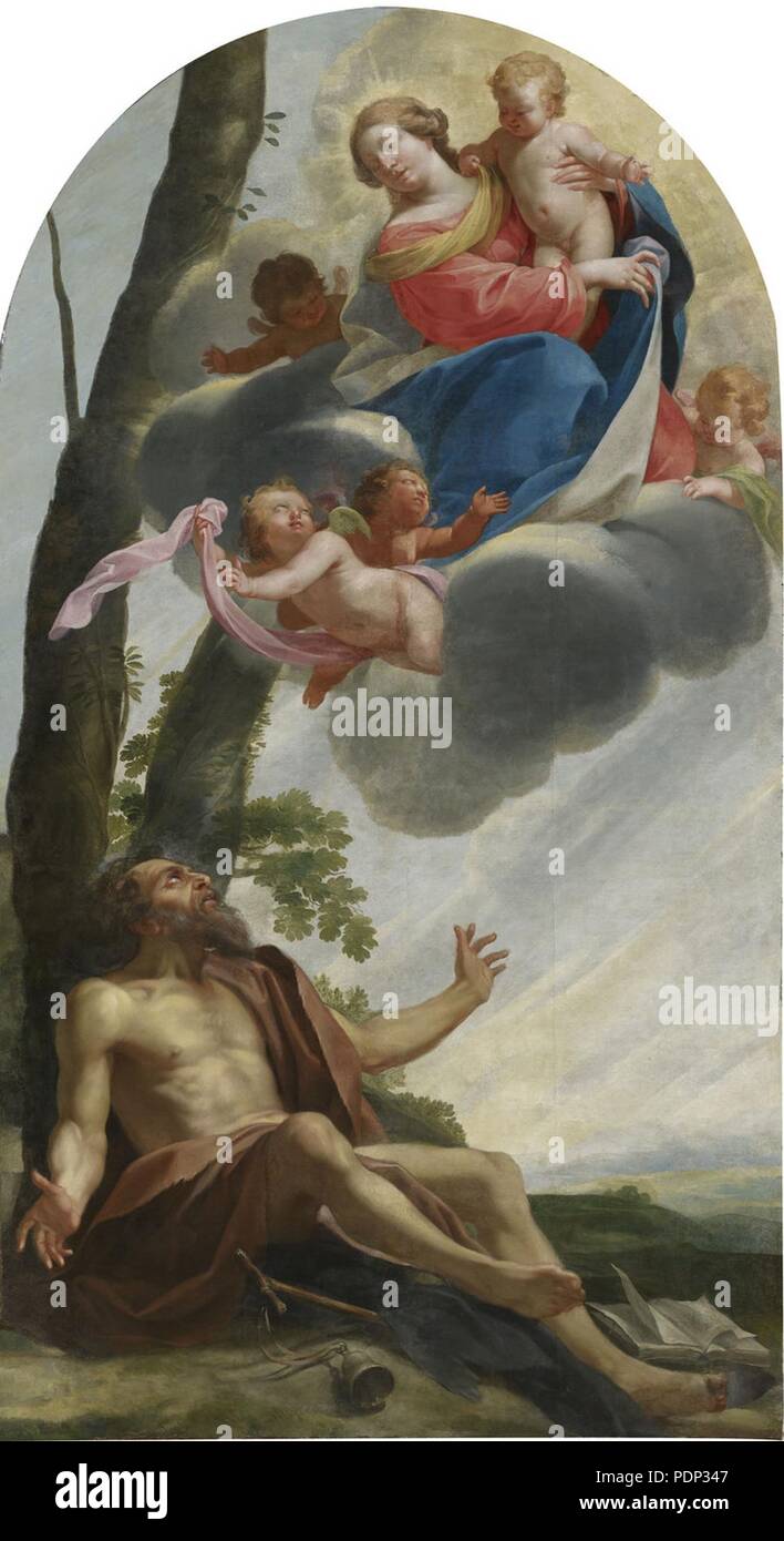 Apparition de la Vierge et de l Enfant-Jesus a saint Antoine - Simon Vouet. Stock Photo