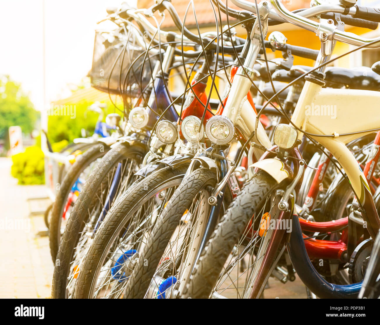 Many bicycle ready to drive Stock Photo Alamy