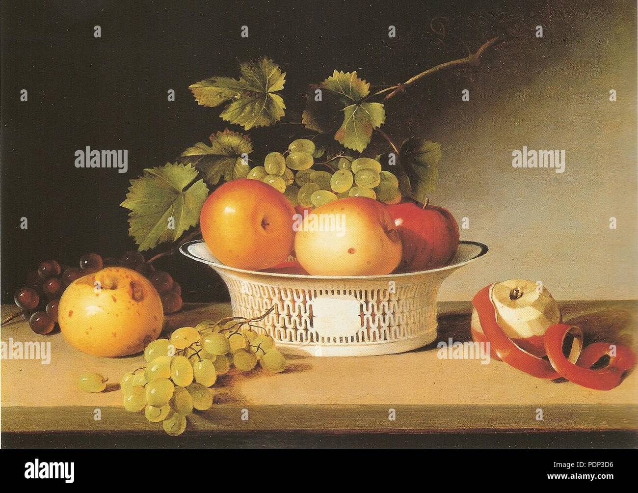 Apples and grapes in a pierced bowl-james peale Stock Photo - Alamy