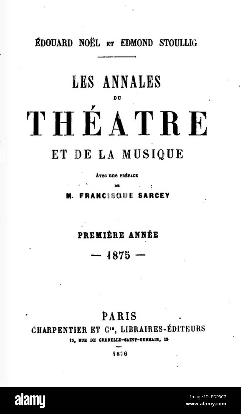 Les Annales du Théâtre et de la Musique 1876 title page