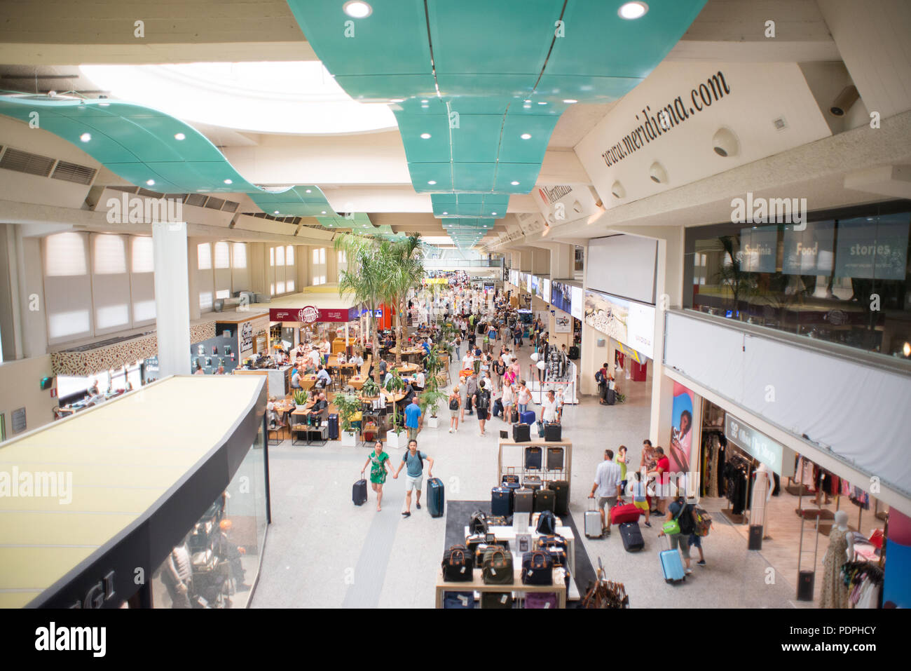 Costa Smeralda Airport, Olbia, Sardinia, Italy July 14, 2018 Hall of Costa Smeralda Airport, Olbia, Sardinia, Italy July 14, 2018 Hall of
