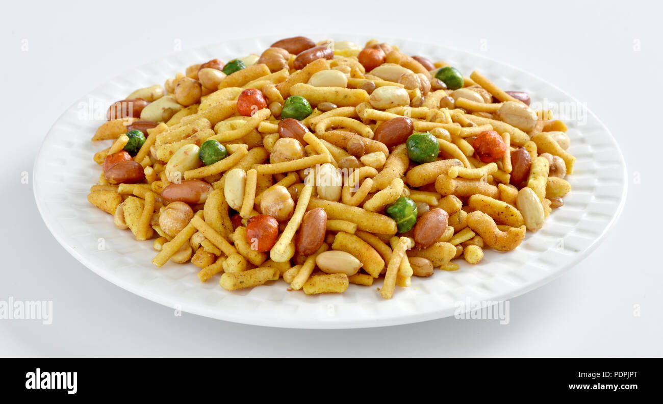 Mix Nimco, delicious blend of nuts, sev and crackers Stock Photo Alamy