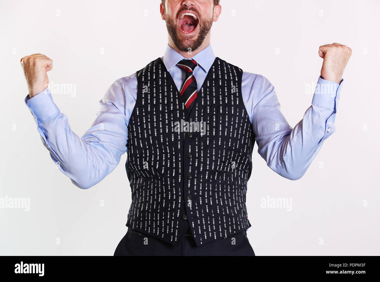 A waistcoat with ‘It’s Coming Home’ embroidered in has been made a reality by mobile phone brand Huawei following their photoshopped version released last week to promote the 5x zoom feature on their latest device, the P20 Pro. It was embroidered over the weekend in response to huge public demand and is available for one England fan to win today on their Twitter channel (@HuaweiMobileUK). A second waistcoat was also created and may be on its way to Russia marked FAO Gareth Southgate . . .  Where: United Kingdom When: 09 Jul 2018 Credit: Joe Pepler/PinPep/WENN.com Stock Photo