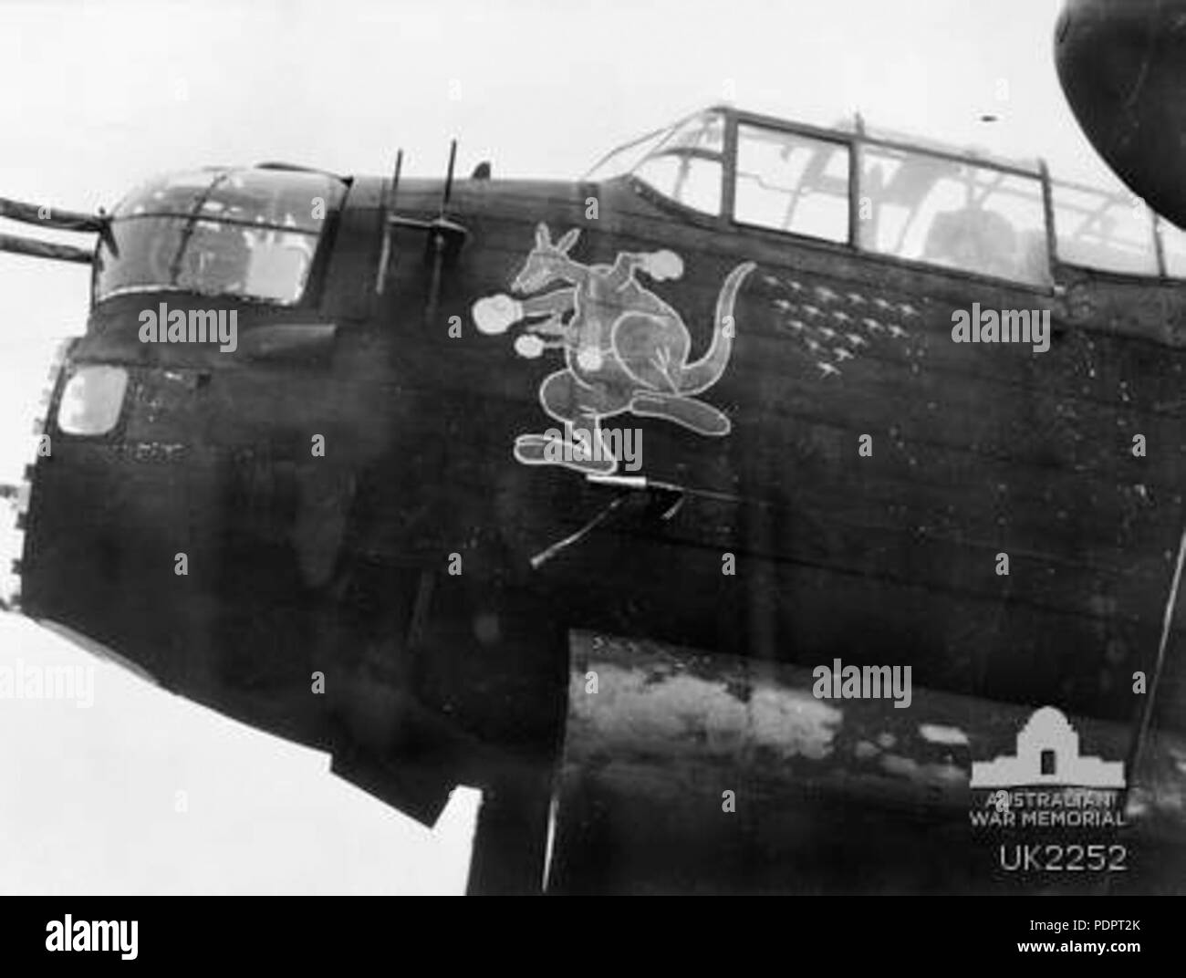 7 463 Squadron RAAF Lancaster nose art Waddington Dec 1944 AWM UK2252 Stock Photo