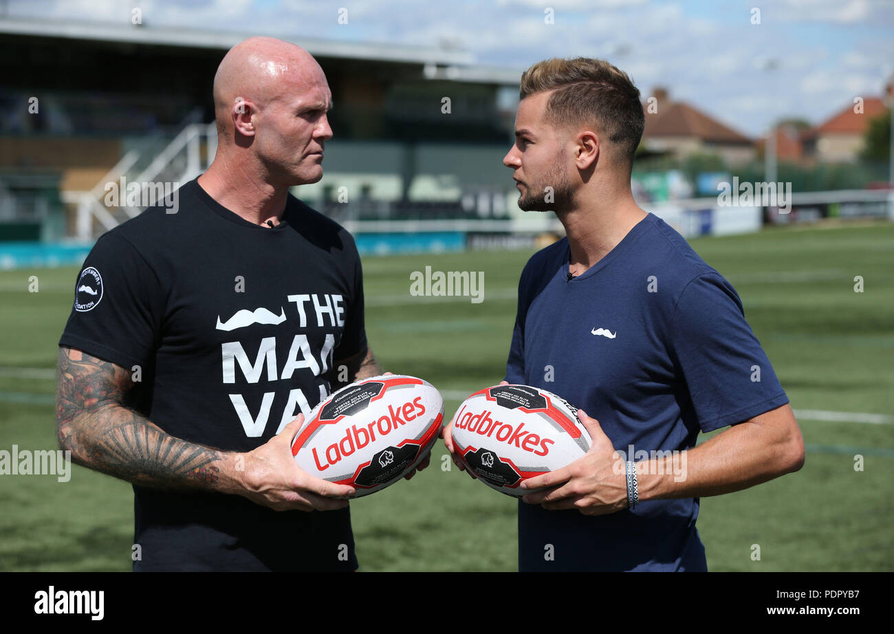 Reality TV star Chris Hughes (right) with former England Rugby League professional Keith Senior, in training in Ealing, London, representing The Movember Foundation in the Half Time Challenge at the Challenge Cup