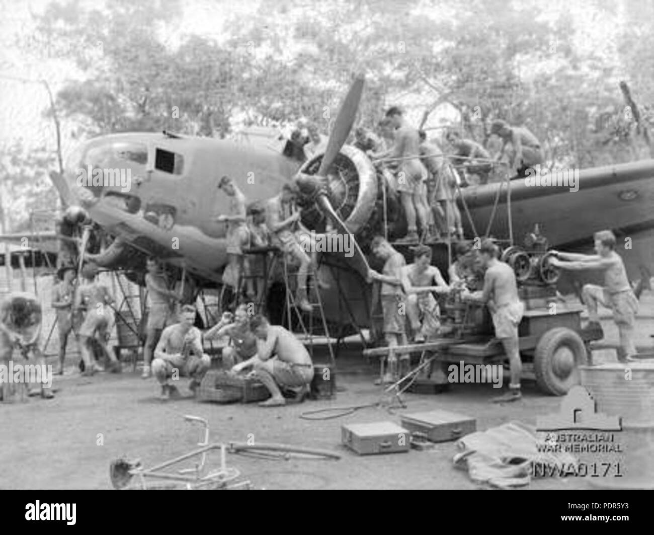 68 Inspection on 2 Squadron RAAF Hudson Mar 1943 AWM NWA0171 Stock Photo