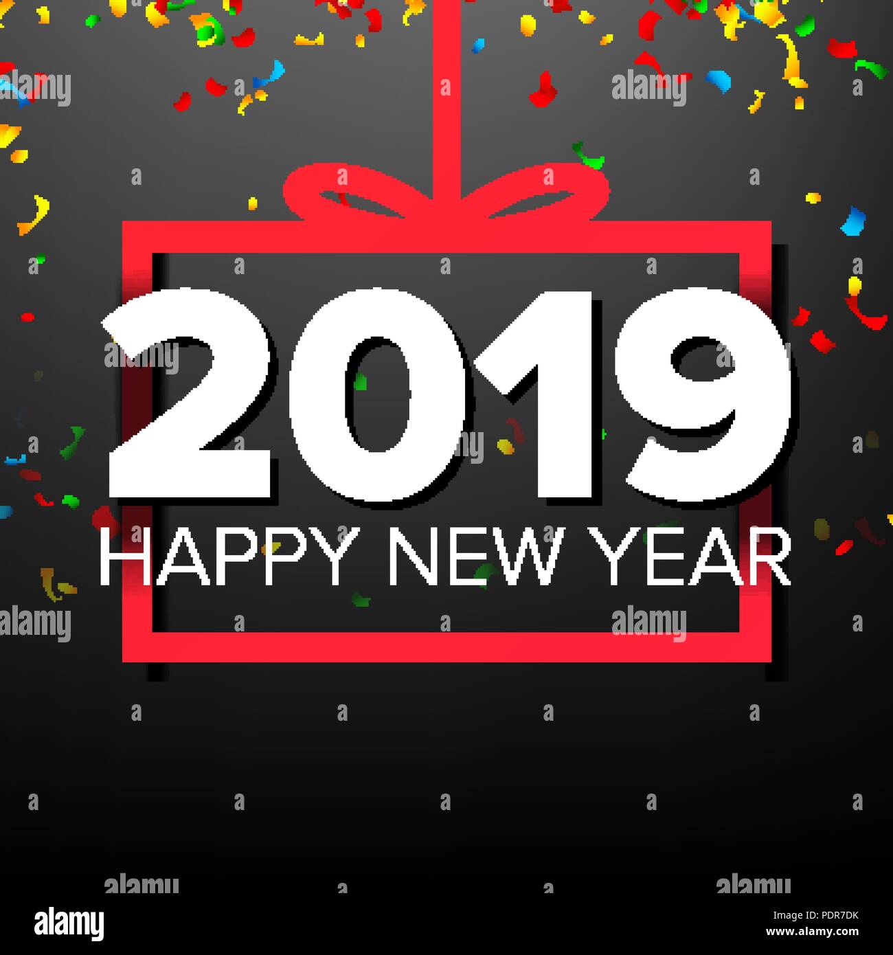 2019 Happy New Year Background Vector Numbers 2019 Bow Banner