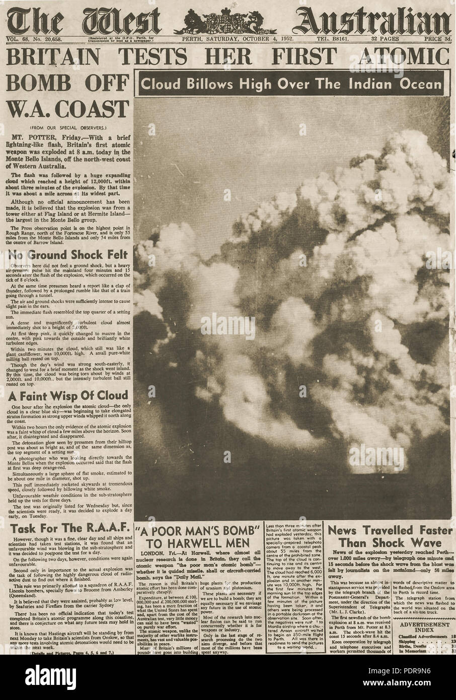 Nuclear testing australia hi-res stock photography and images - Alamy