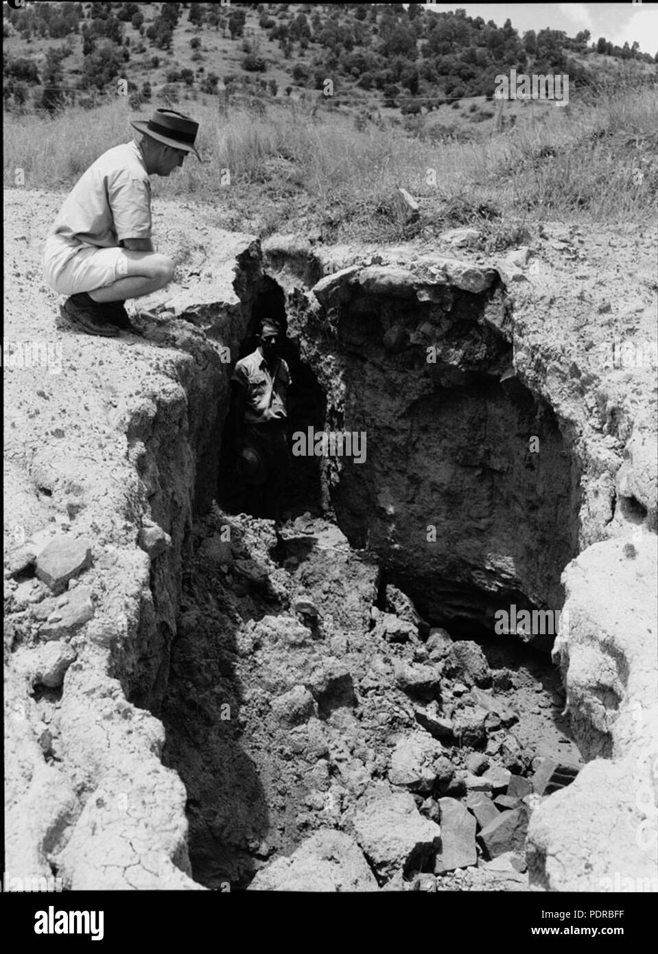 104 Queensland State Archives 1879 Eroded landscape from a collection of general photos of Boonah Gatton and Esk February 1956 Stock Photo