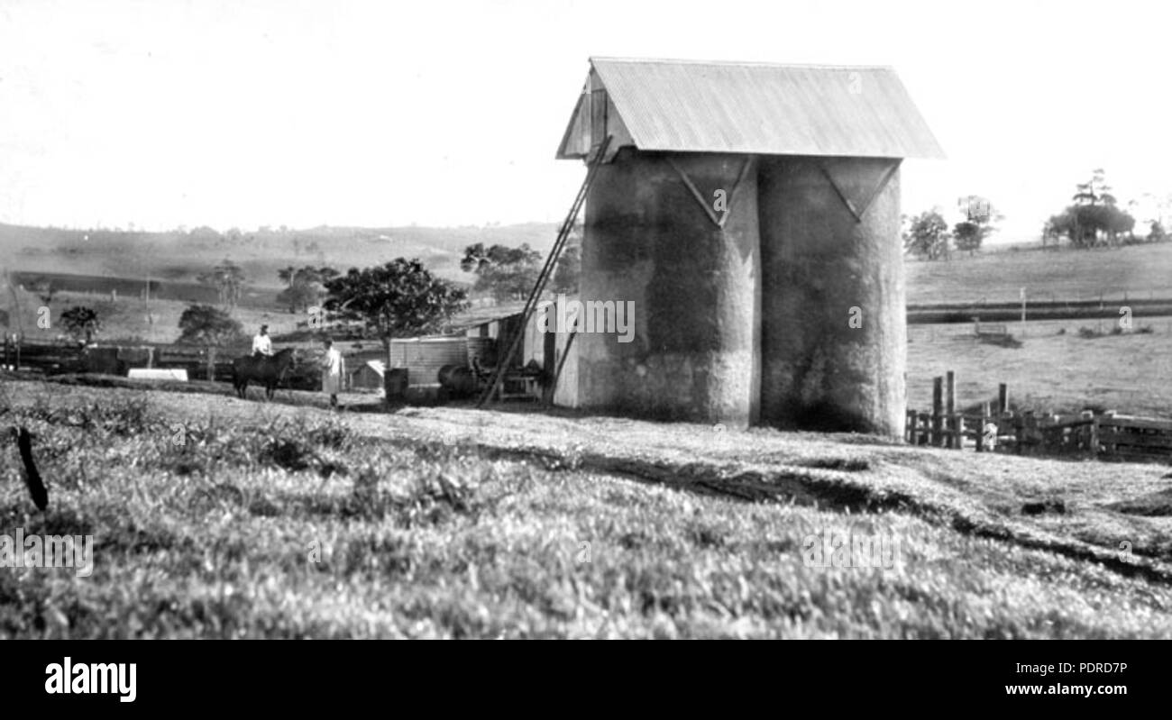 114 Queensland State Archives 4175 Two 100 ton silos on Mr A Cooks farm Maleny c 1930 Stock Photo