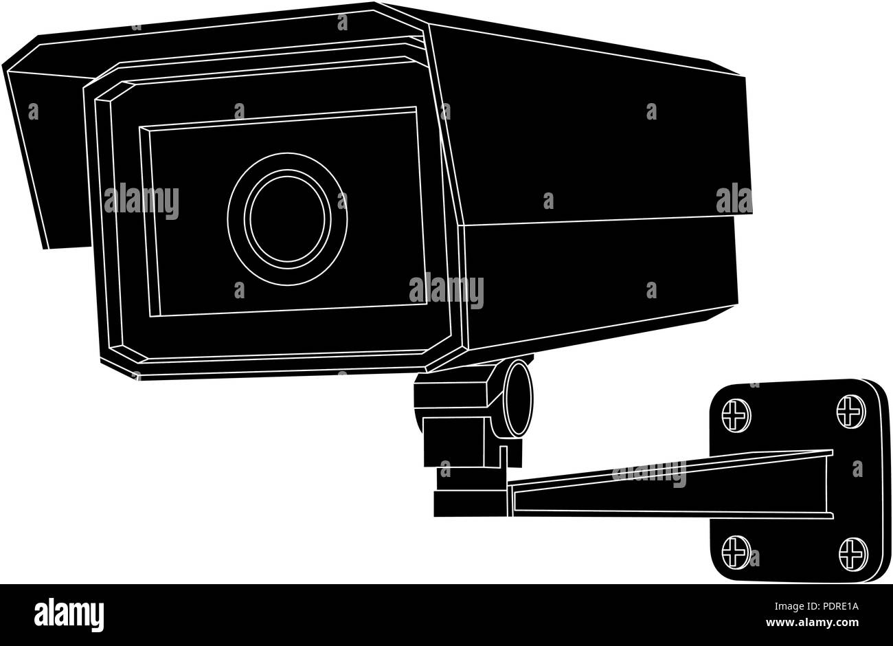 CCTV security camera. Black outline illustration Stock Vector