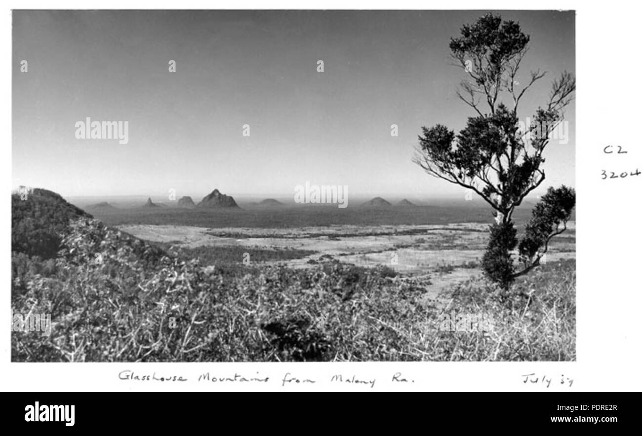 121 Queensland State Archives 6563 Glasshouse Mountains from Maleny July 1959 Stock Photo