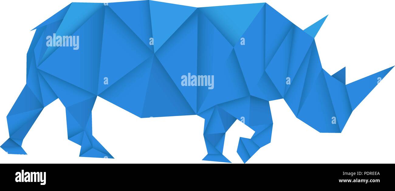 Blue rhinoceros. Polygonal Stock Vector
