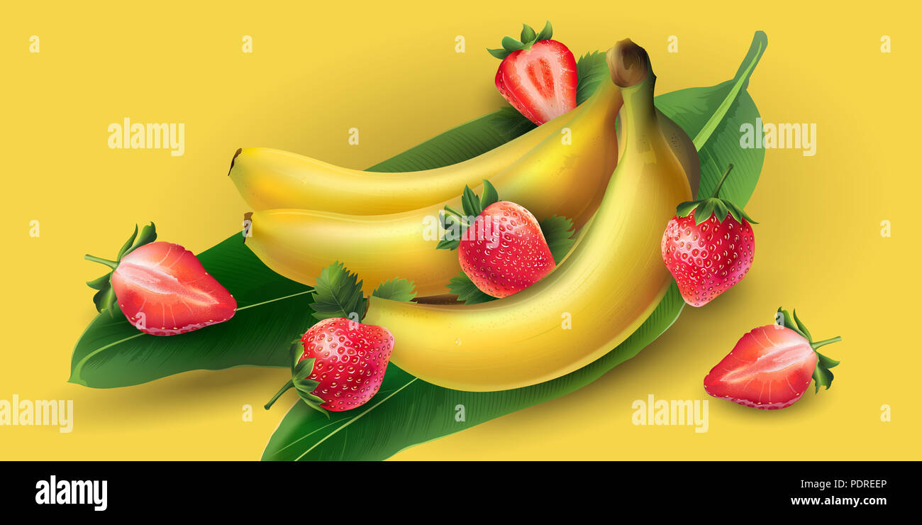 Banana and strawberry Stock Photo - Alamy