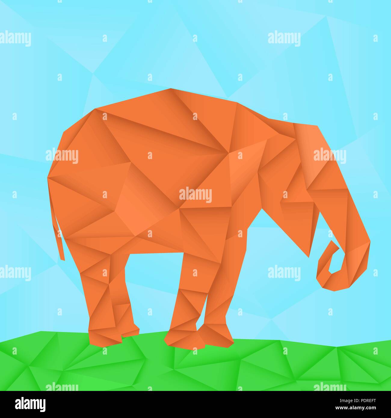 Elephant. Polygonal origami like vector illustration Stock Vector