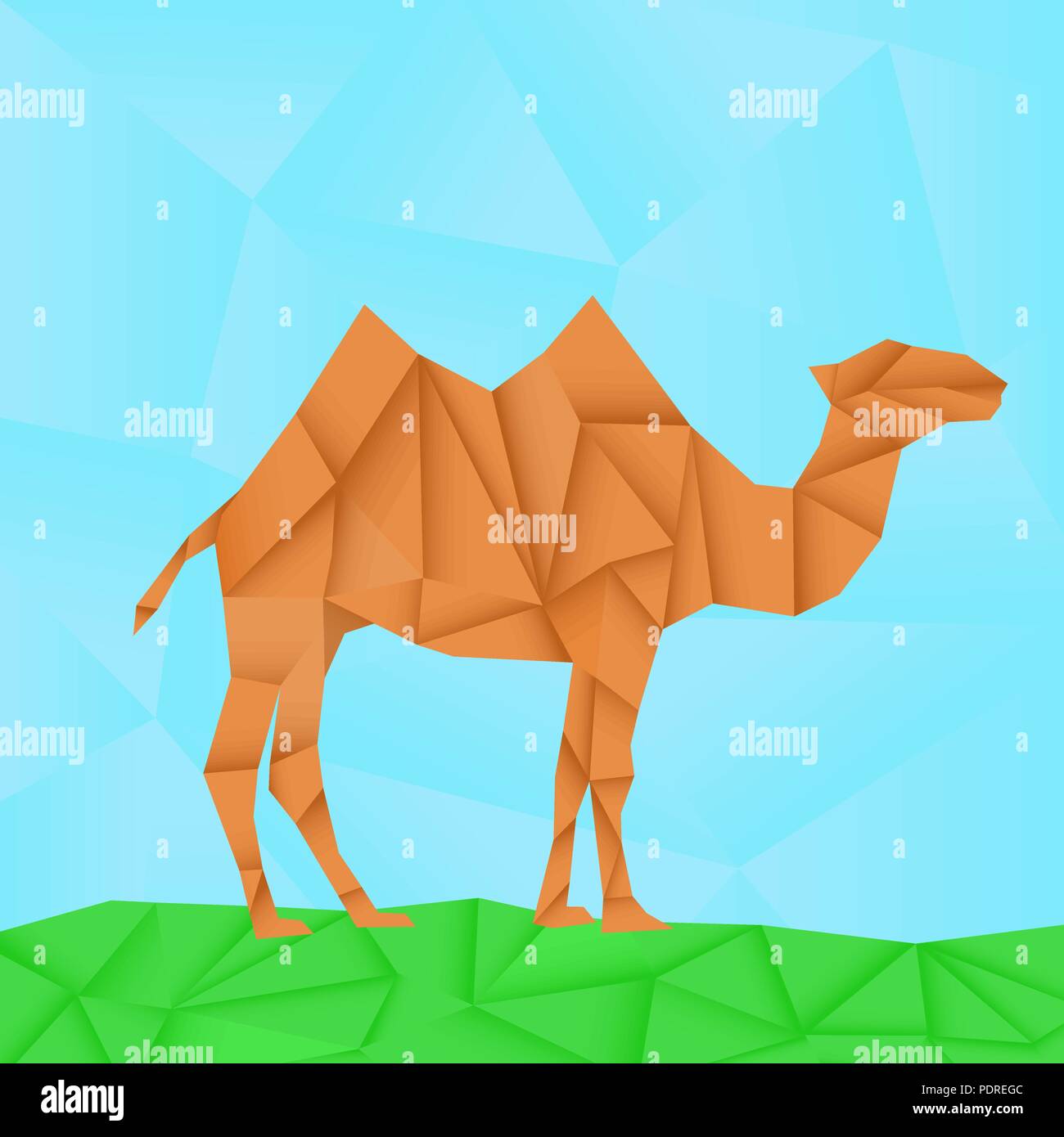 Camel. Polygonal origami like vector illustration Stock Vector