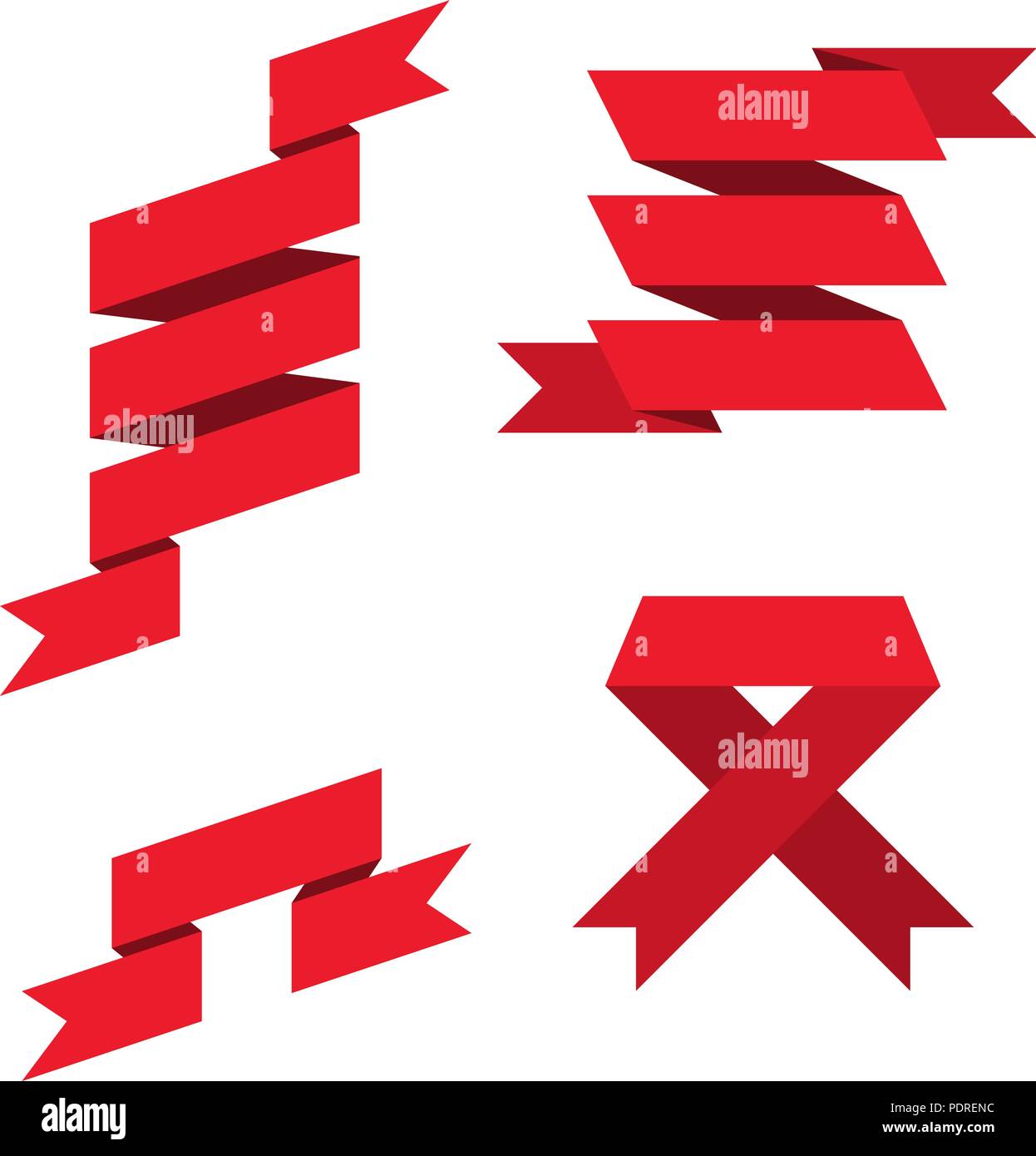 Red paper scrolls. Set Stock Vector