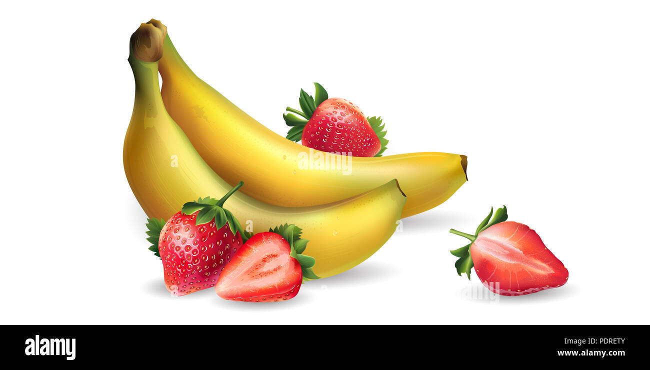 Banana and strawberry Stock Photo - Alamy