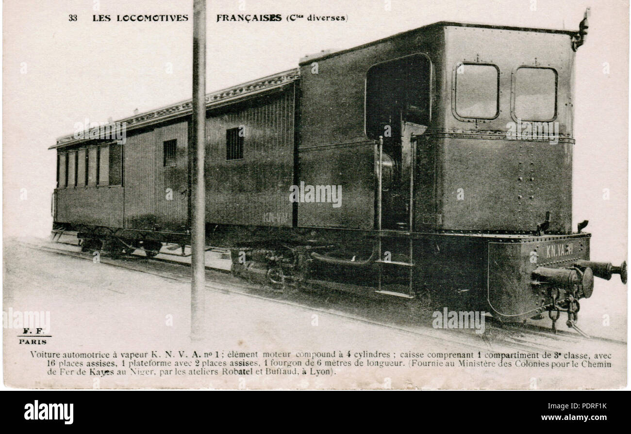 129 FF 33 - LES LOCOMOTIVES FRANCAISES (Cies diverses) Voiture automotrice à vapeur KNVA n°1 Stock Photo