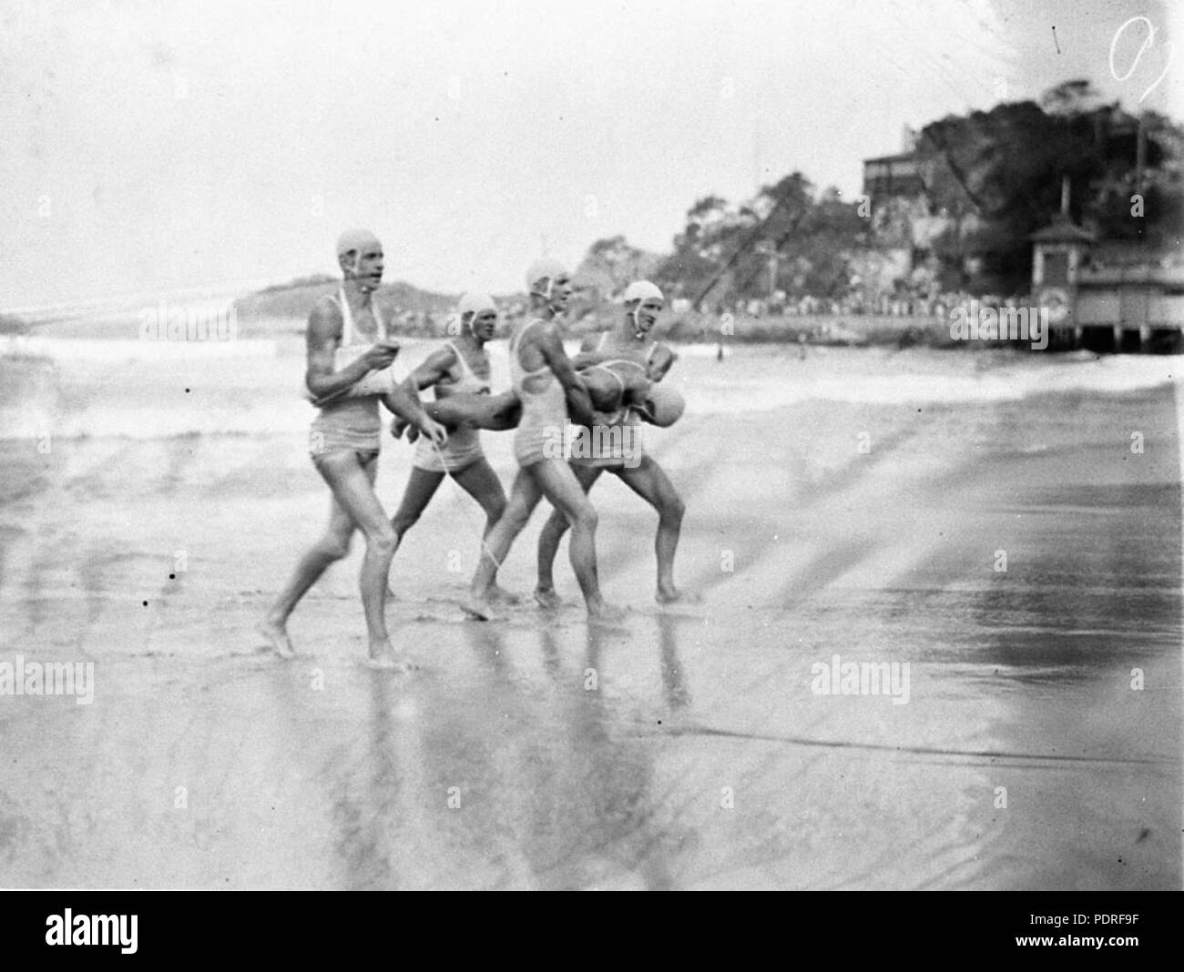 131 SLNSW 10246 Surf life saving R and R team at a carnival Manly Stock Photo