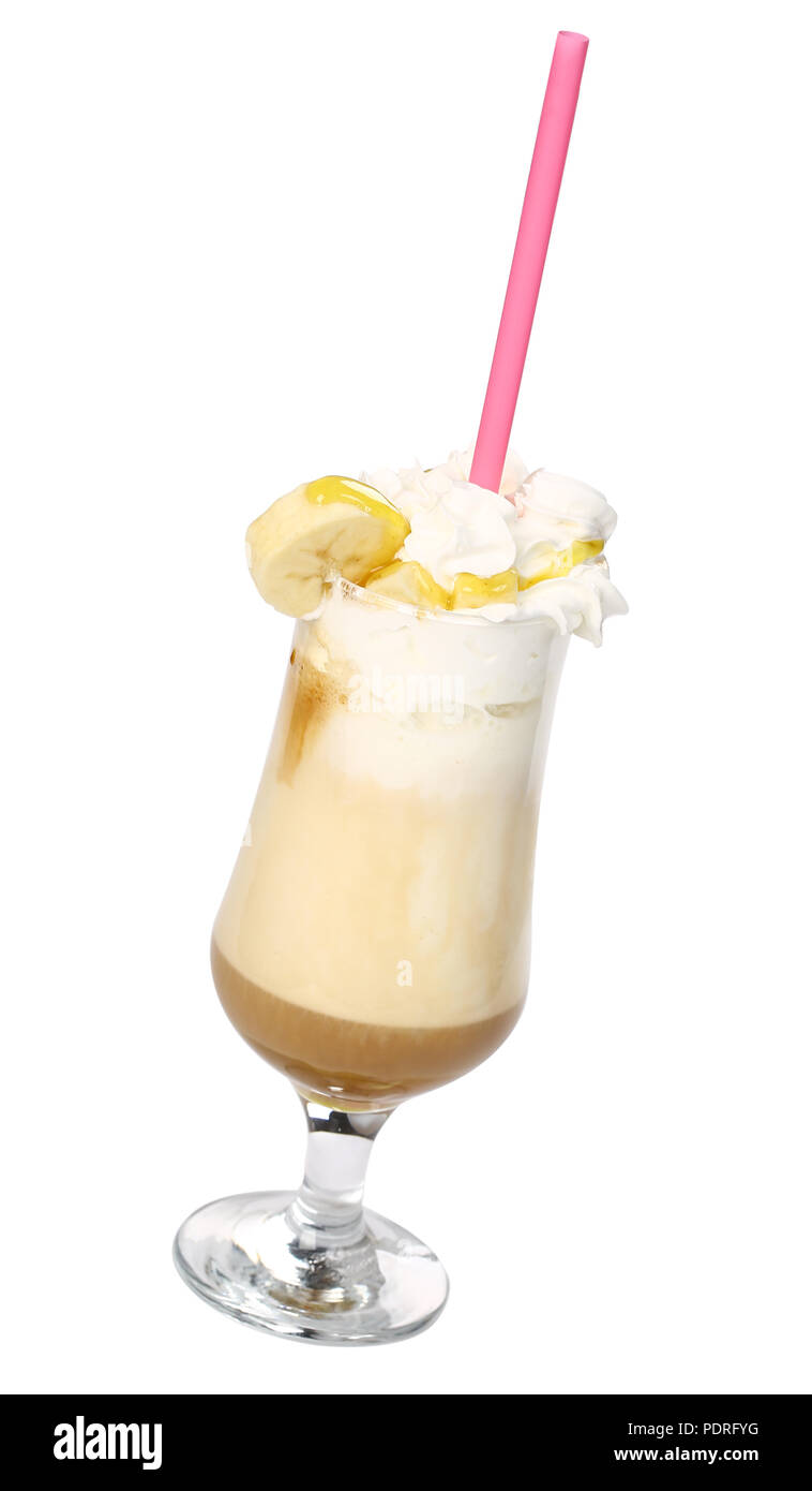Iced coffee cocktail or frappe with ice cubes and cream in different  glasses with jezva, silver shaker, bottle of rum, coffee beans around on  white ma Stock Photo - Alamy