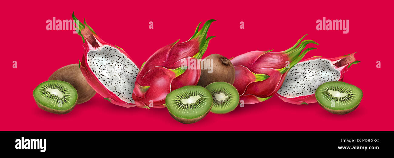 Dragon fruit and kiwi Stock Photo Alamy