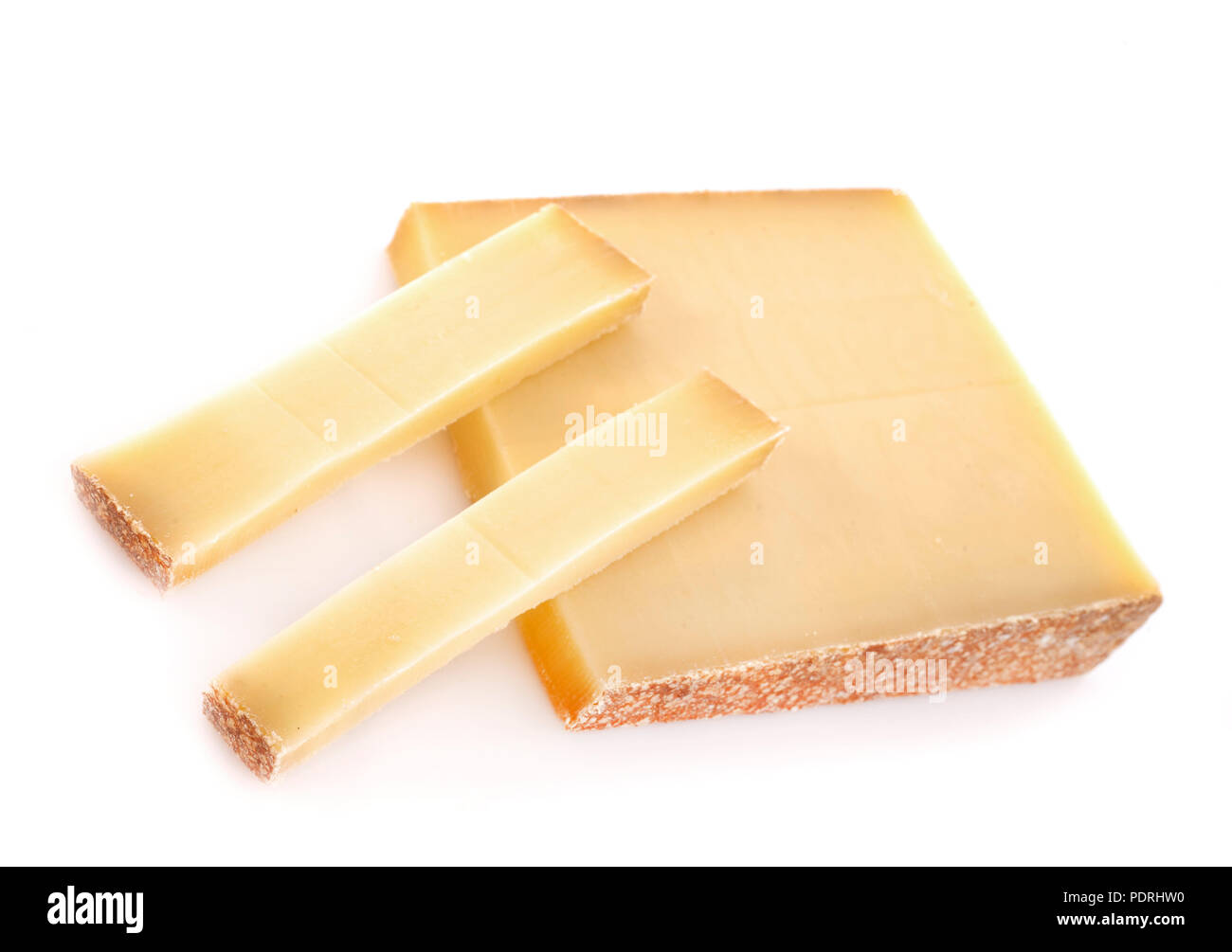 Emmental cheese in front of white background Stock Photo - Alamy