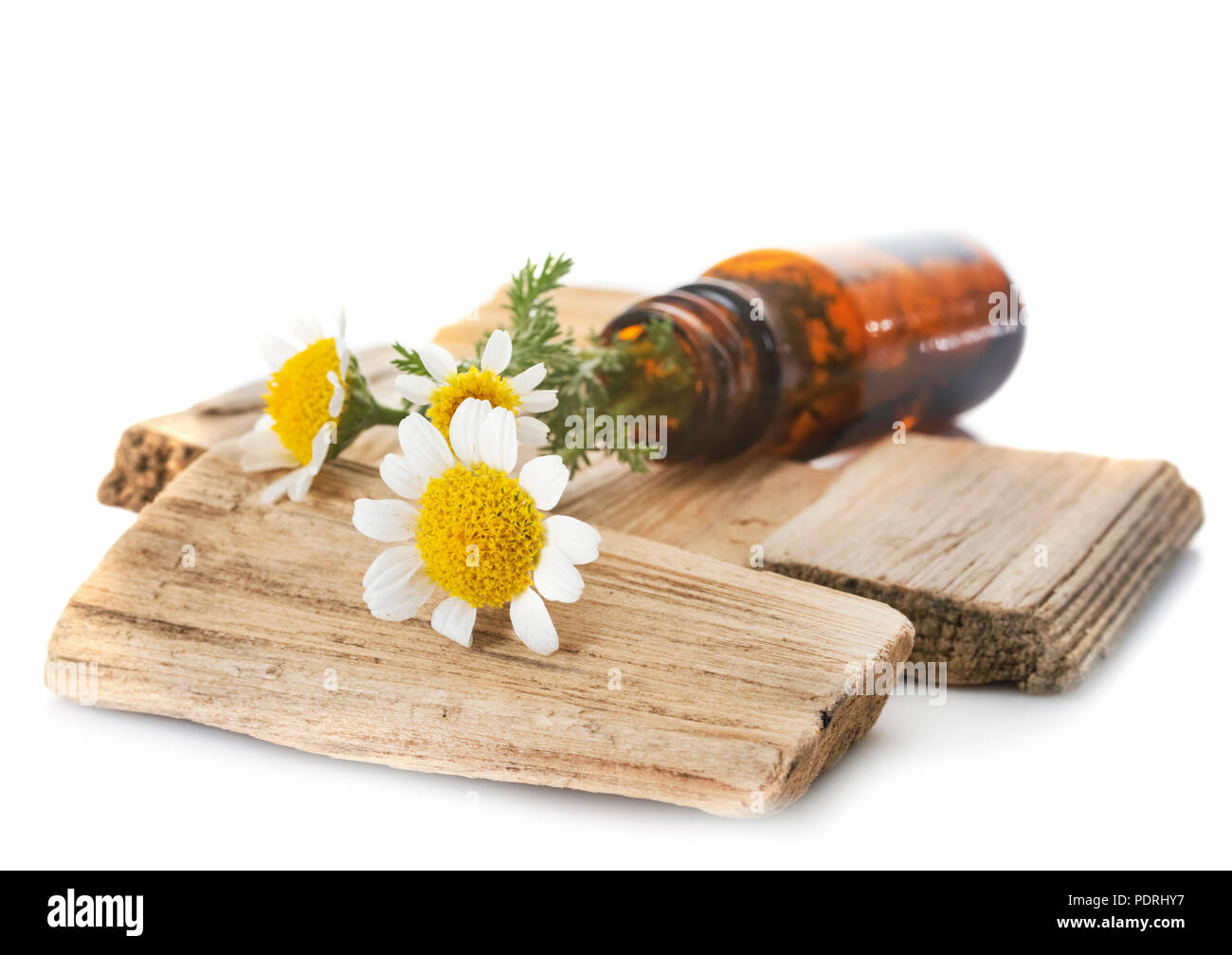essential oils in front of white background Stock Photo