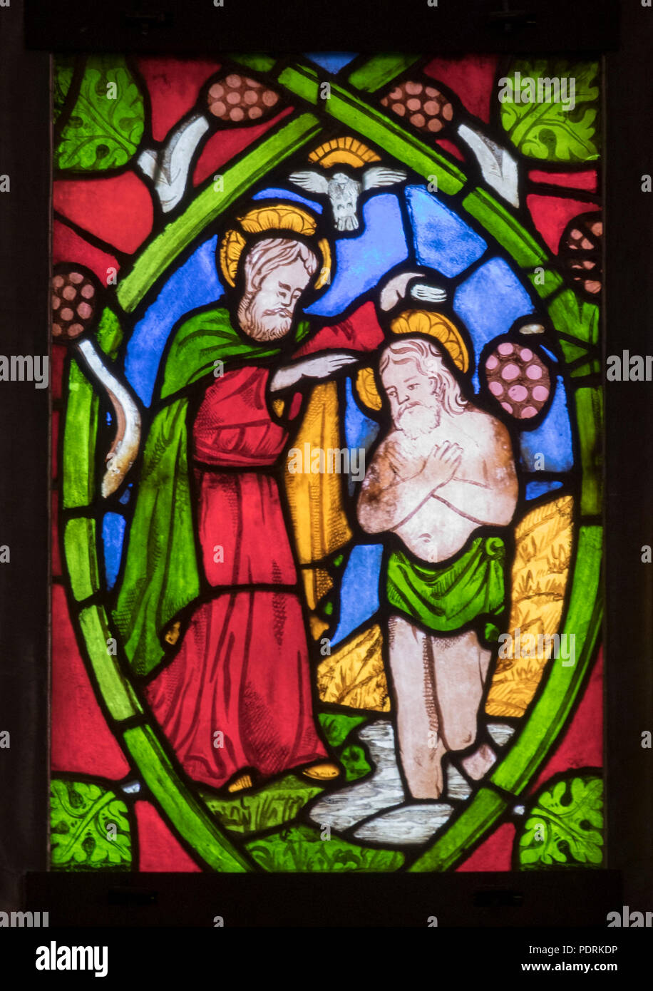 Chorfenster, Taufe Christi Stock Photo