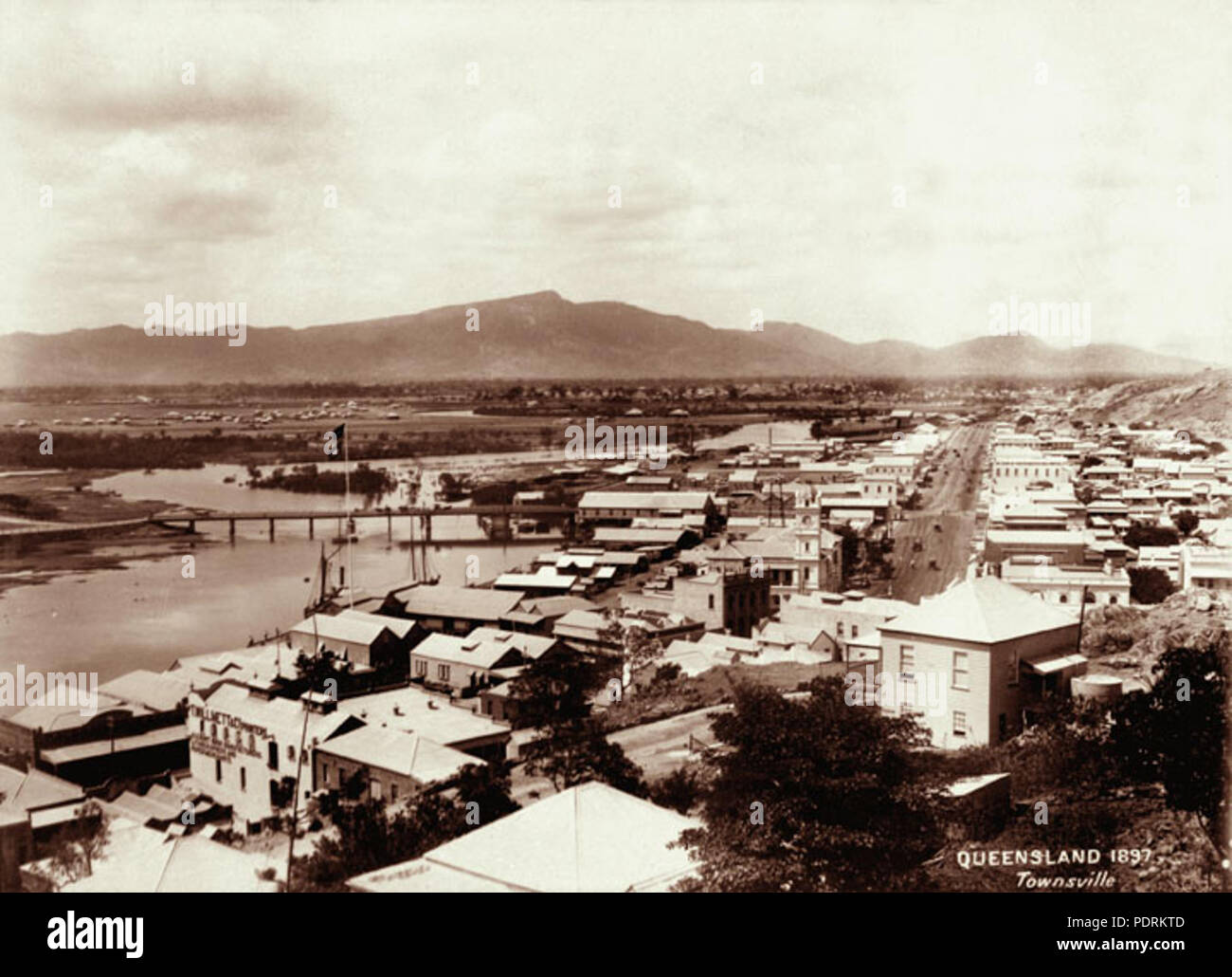 106 Queensland State Archives 2416 Looking across Ross River to Mount Stuart Townsville 1897 Stock Photo