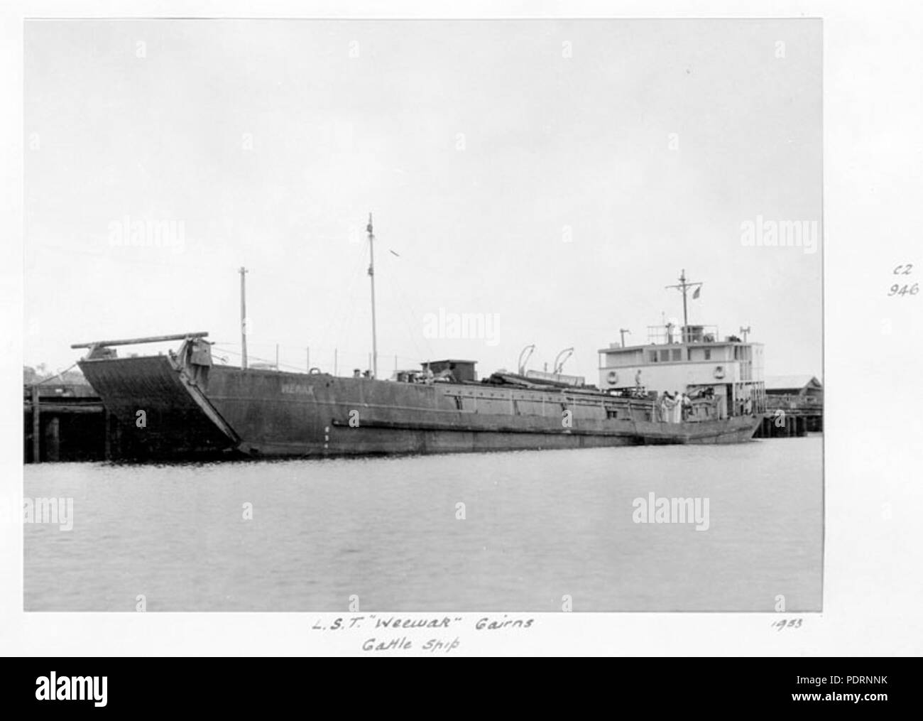 118 Queensland State Archives 4929 Cattle Transport Boat LST Weewak Cairns 1953 Stock Photo