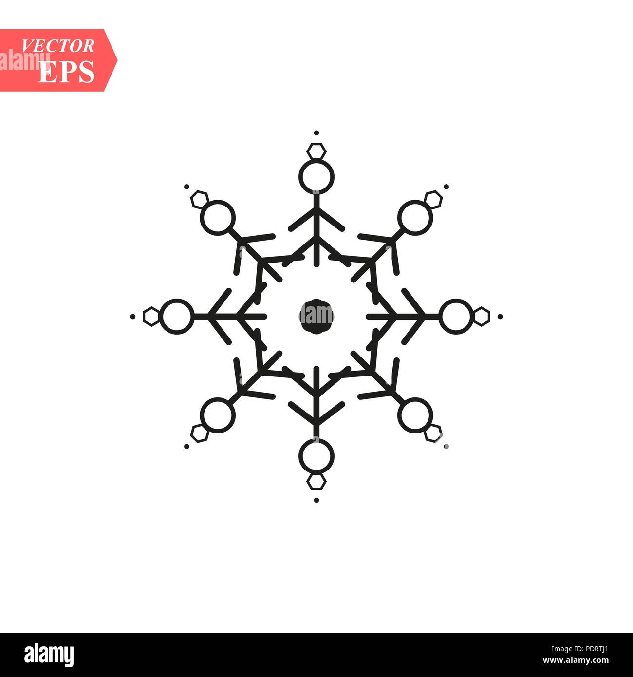 Snowflake icon. Flat vector illustration in black on white background ...