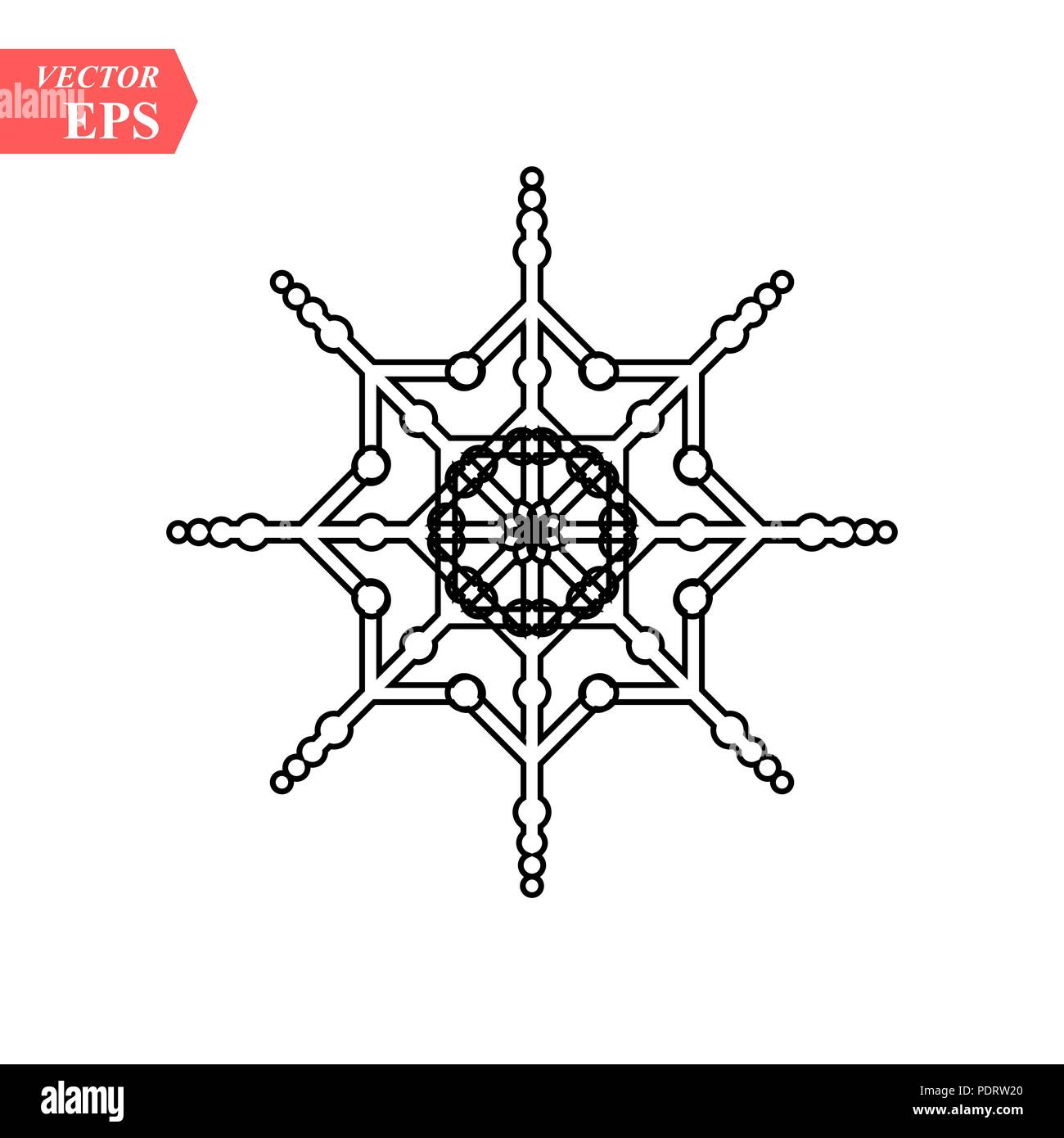 Snowflake icon. Flat vector illustration in black on white background ...
