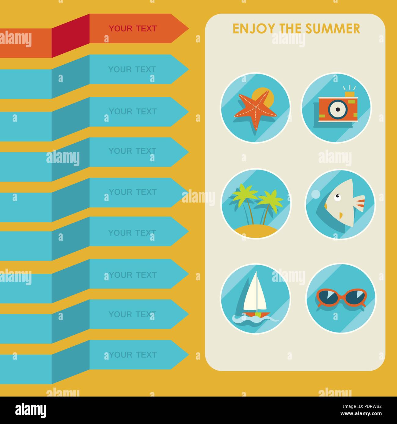 Set of summer elements. Summer holidays concept Stock Vector Image