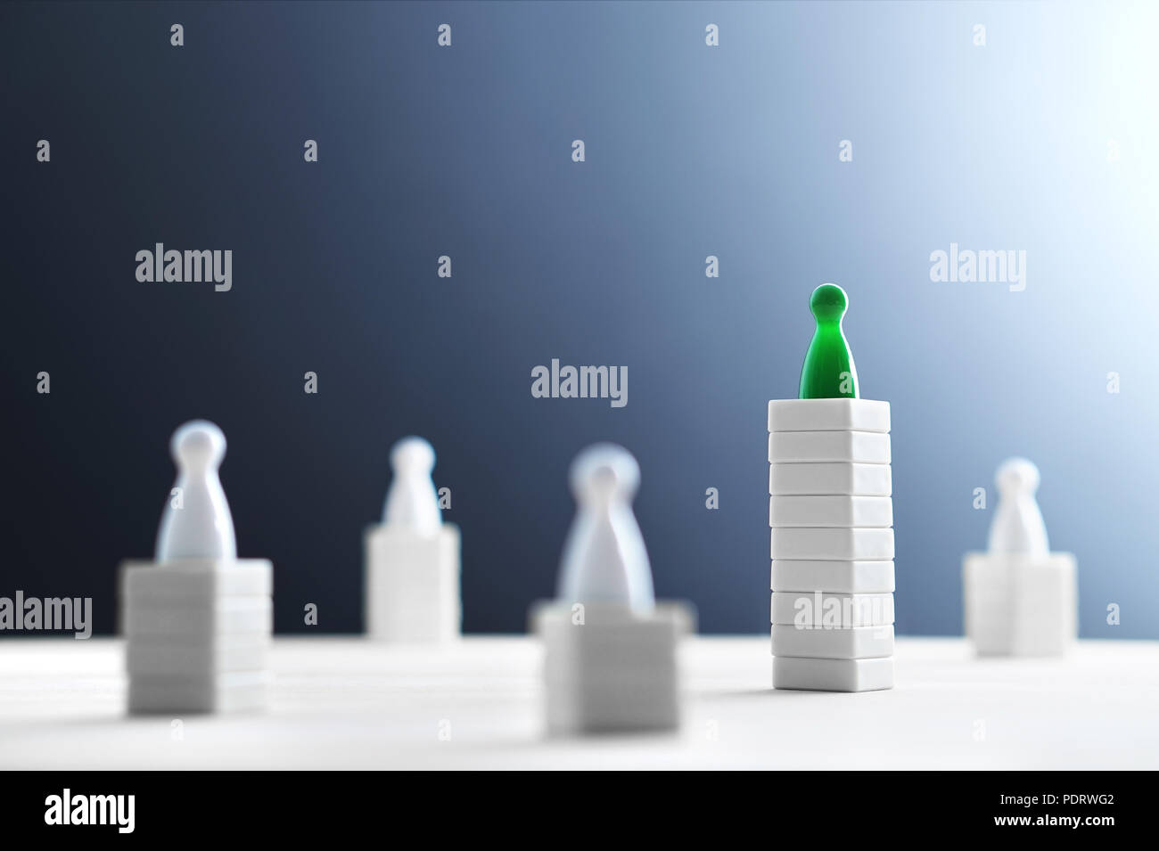 Hierarchy, power, management and leadership concept. Being unique and the best. Dominance, victory and winning challenge. Beat competitors. Stock Photo