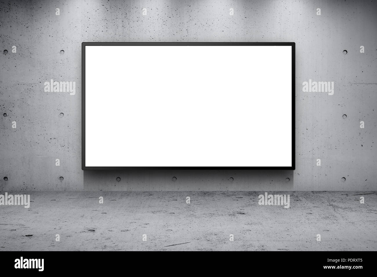 Blank advertising billboard led panel on concrete wall building street roadside background Stock Photo