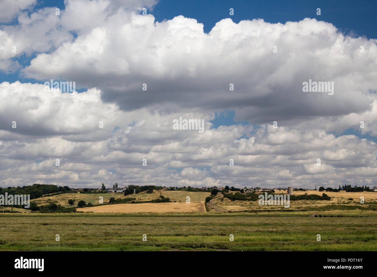 View across the Hadleigh Ray, from Canvey Island to Hadleigh Castle
