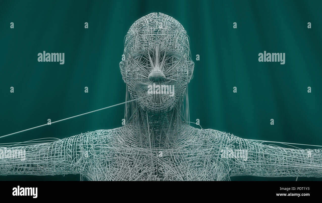 3d render Human figure made with lines Stock Photo - Alamy