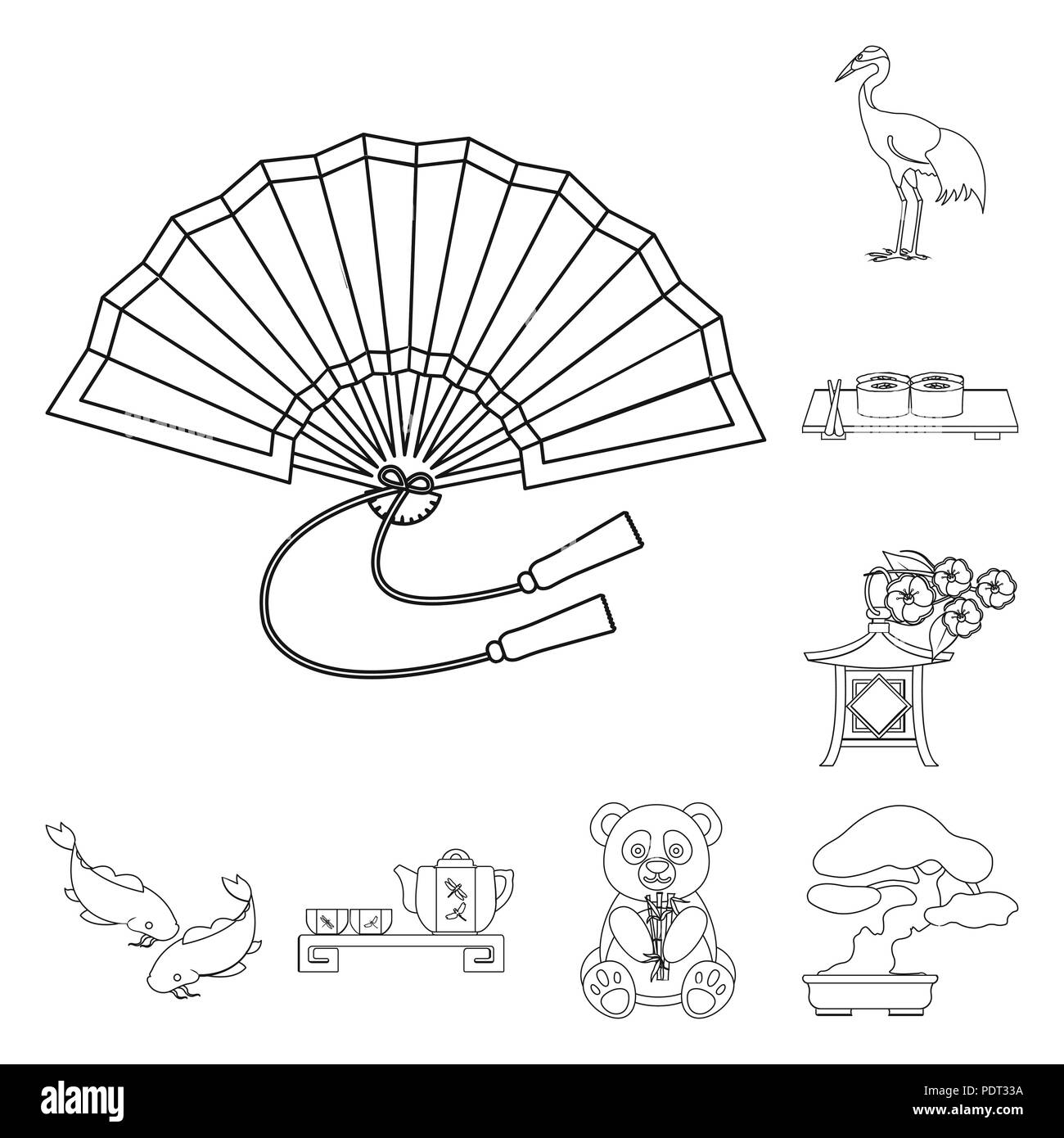 Country Japan outline icons in set collection for design.Japan and ...