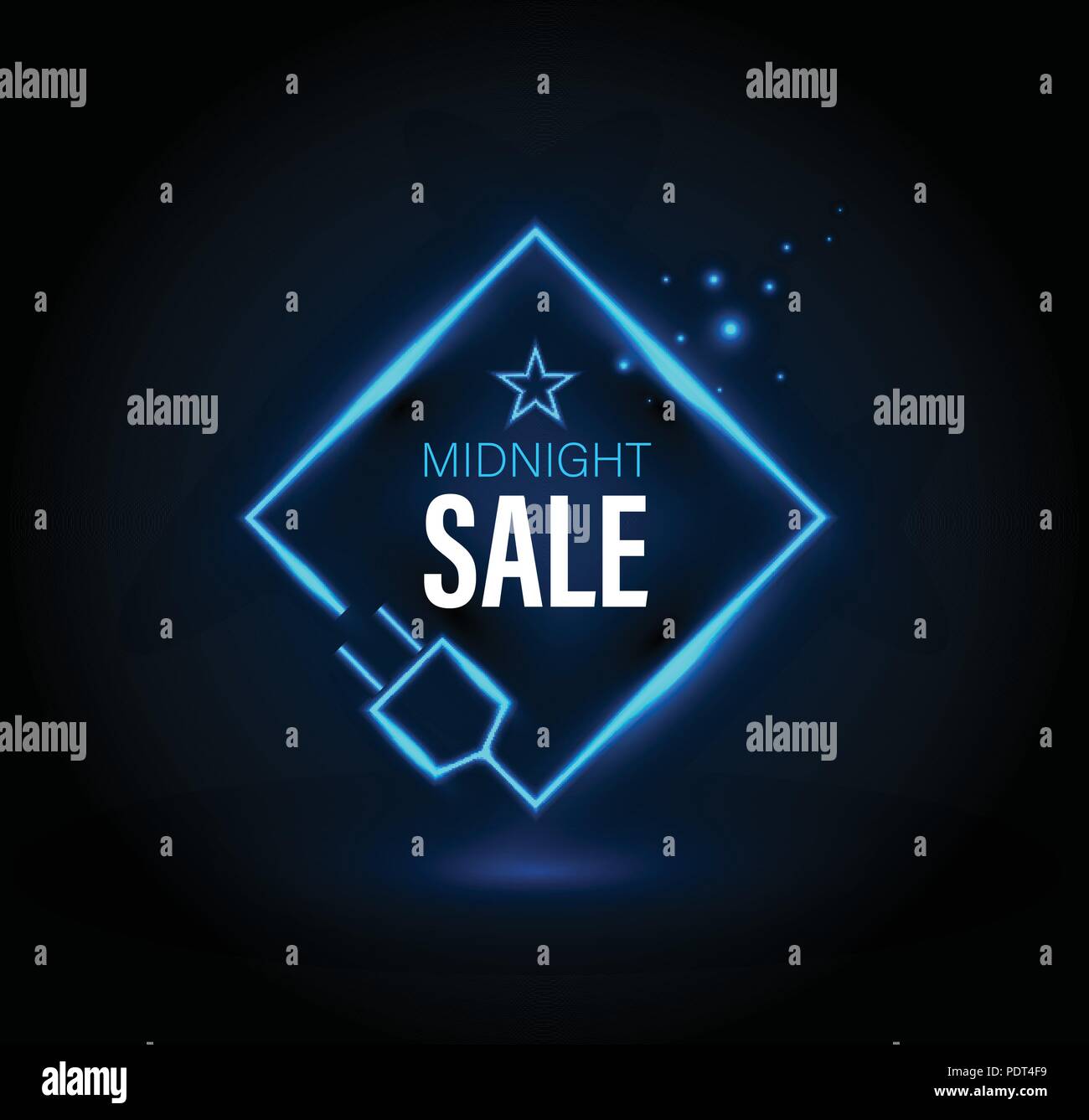 Midnight sale banner with plug. Vector illustration for promotion advertising. Stock Vector