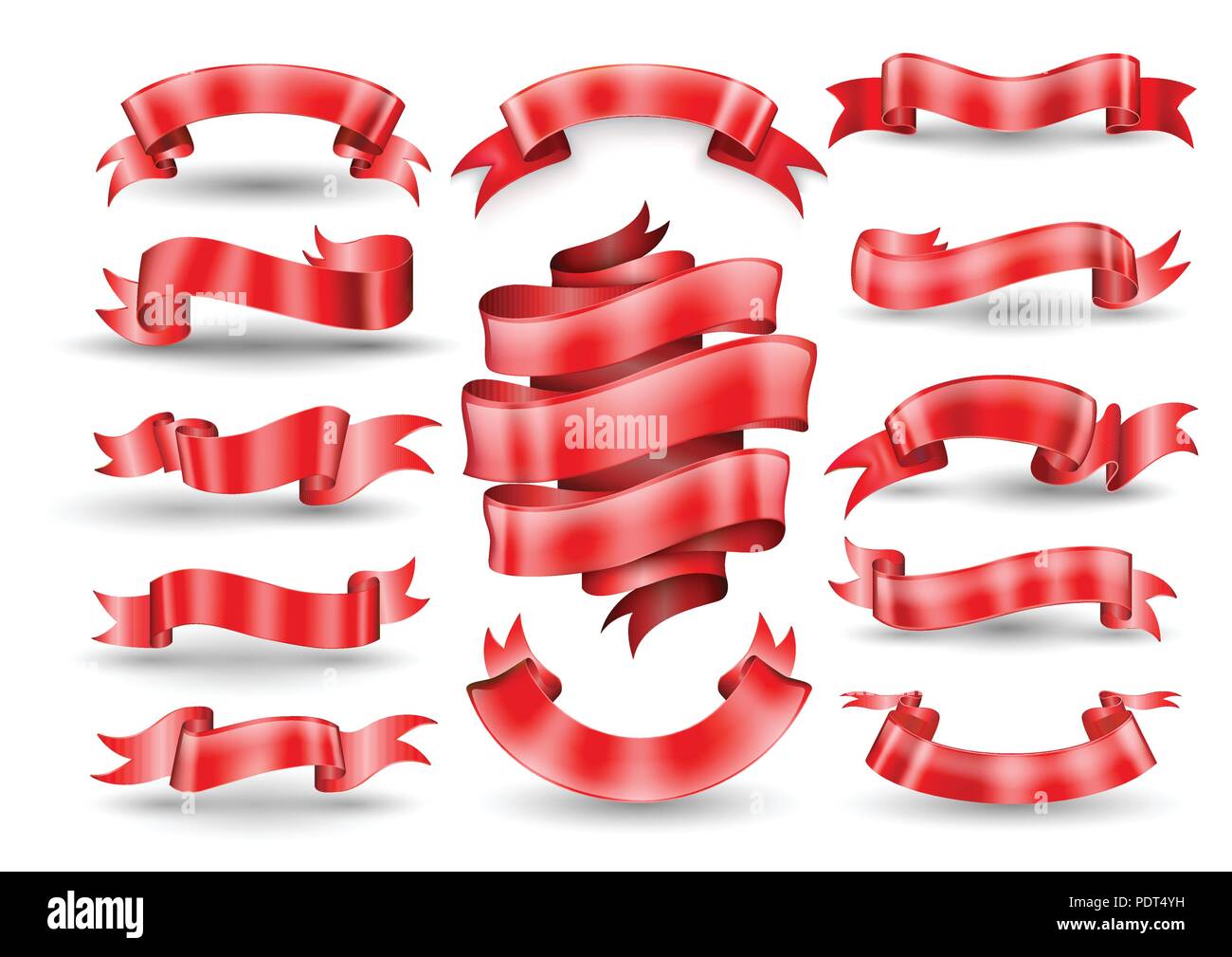 Red ribbon banners collection. Vector illustration. Stock Vector