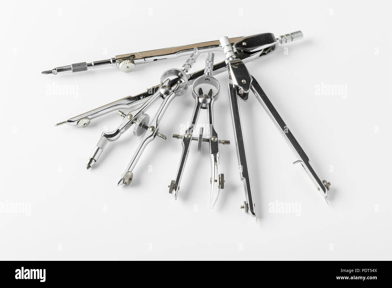 Closeup Compass Drawing Tool Isolated Over White Background